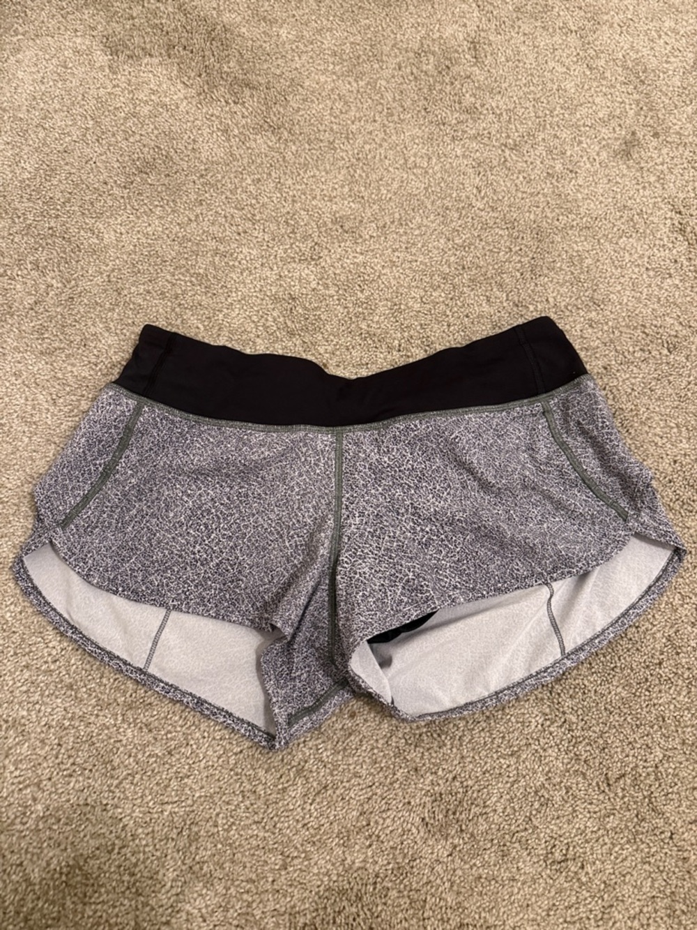 lululemon athletica Black Waist Heathered Grey Athletic Shorts